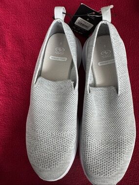 Memory Foam Slip-On Knit Sneakers - Light Gray - Women